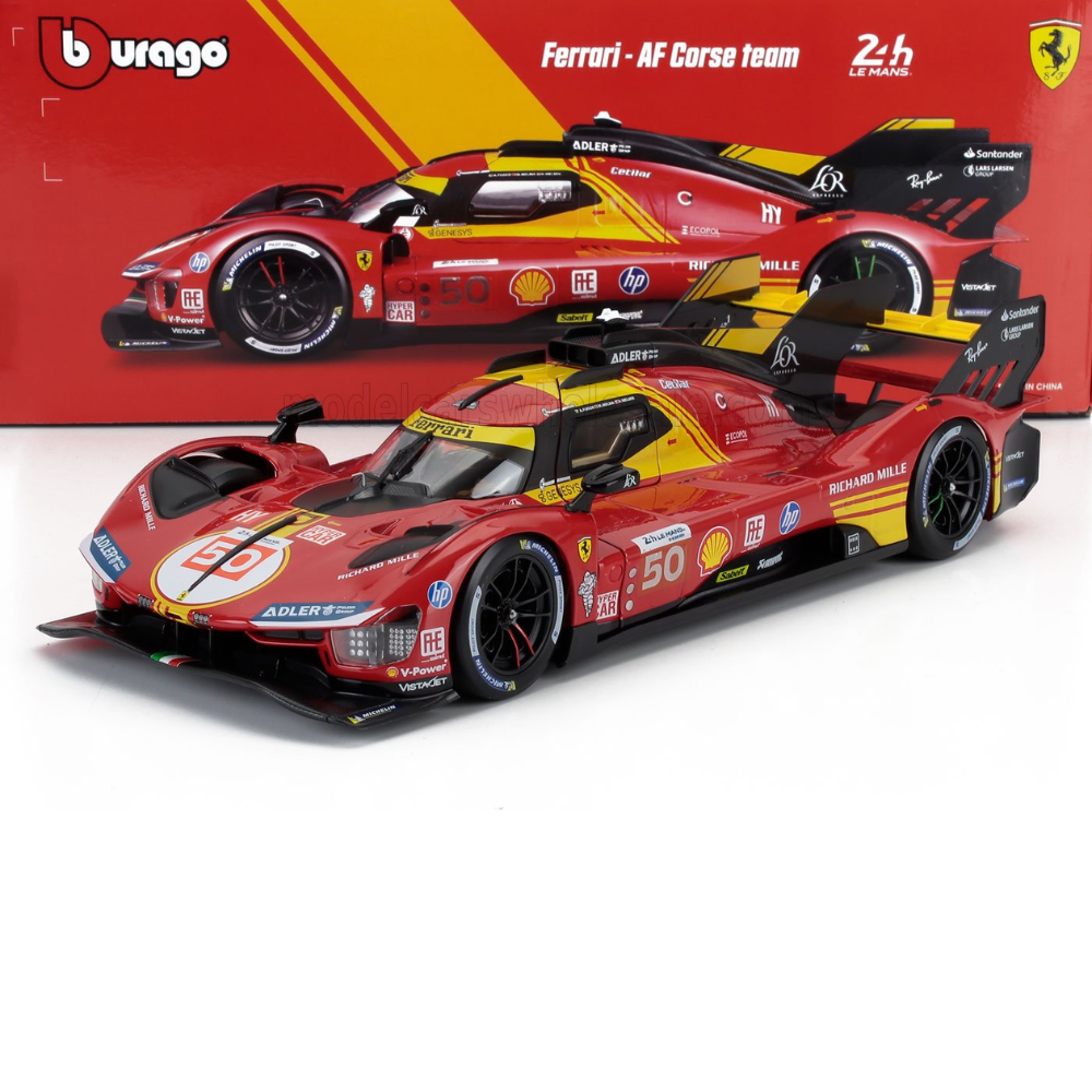 Bburago 1/18 – Ferrari 499P #50 Winner 24h Le Mans 2024 – AF Corse